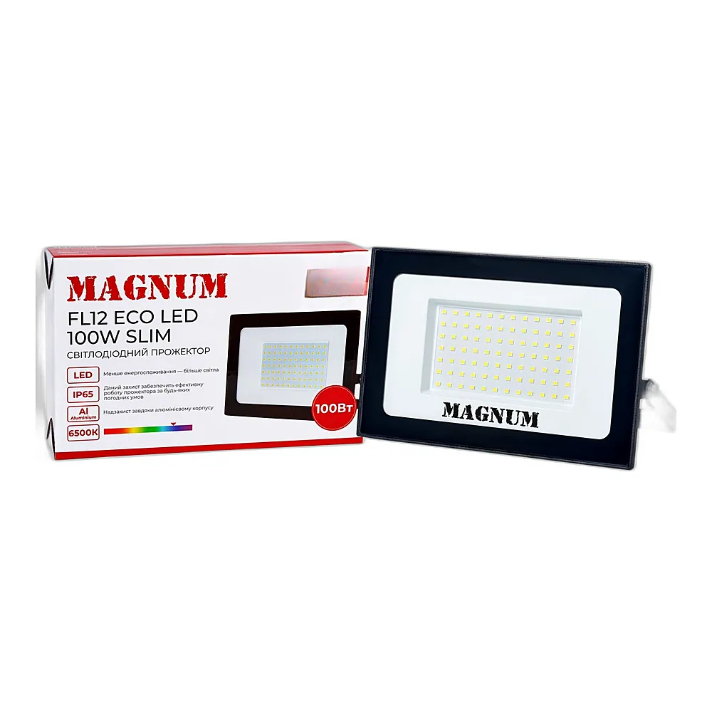 Прожектор світлодіодний DeLux MAGNUM FL12 ECO LED slim 100Вт чорний 6500K IP65 90022013