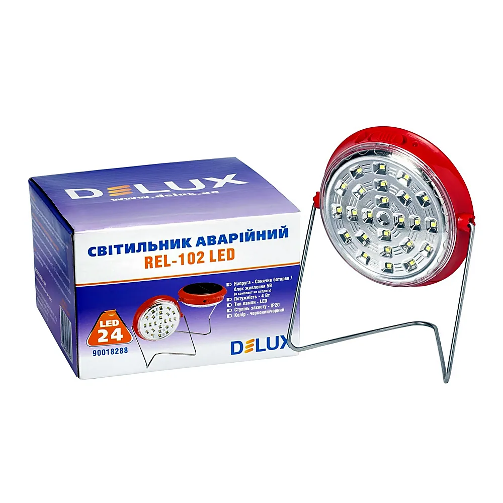 Аварійний світильник DeLux REL-102 3,7V 1,2Ah 24 LED 4W 120х120х35мм 90018288