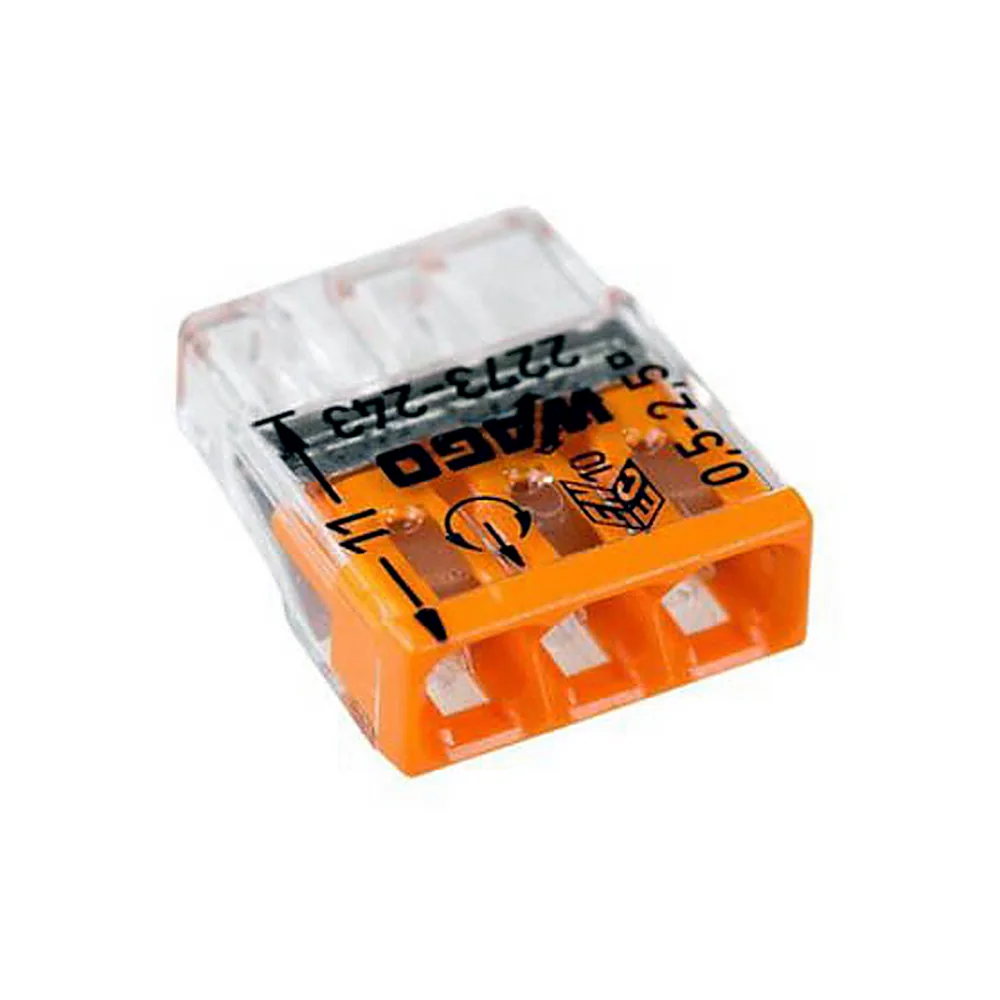 Клема WAGO COMPACT 3x2,5 прозора помаранчева з пастою 2273-243