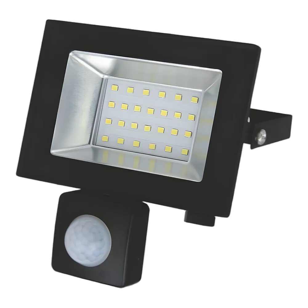 Світлодіодний прожектор LED-SLT-20W 220 В 1500 лм 6500 K з датчиком руху чорний SOKOL 113667