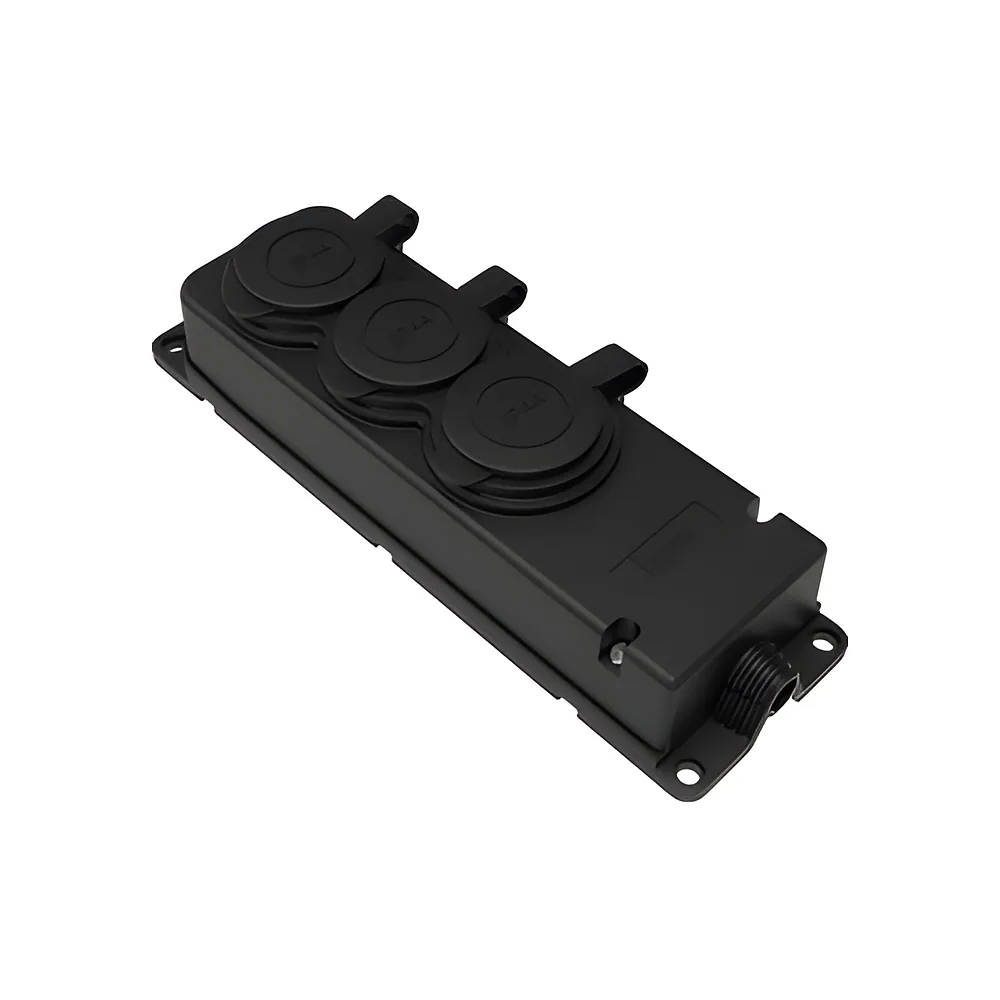 Розетка BYES BY10-105 настінна потрійна каучукова 16 А IP44 чорна SOKOL 164907