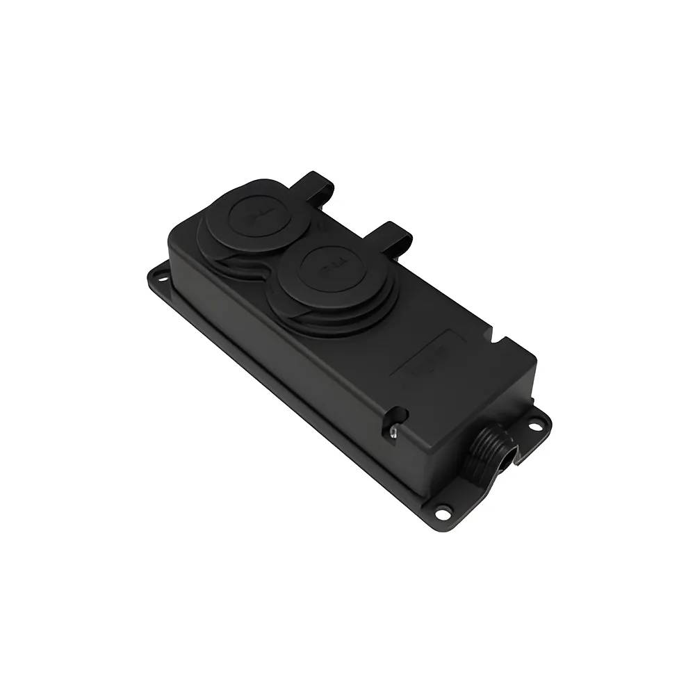 Розетка BYES BY10-104 настінна подвійна каучукова 16 А IP44 чорна SOKOL 159005