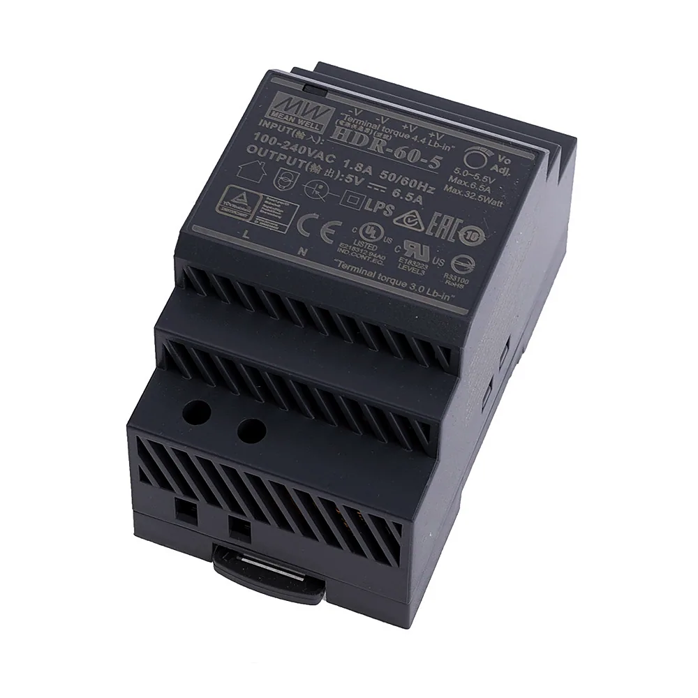 Блок живлення Mean Well HDR-60-5 на DIN-рейку 5V 6.5A 32.5W HDR-60-5