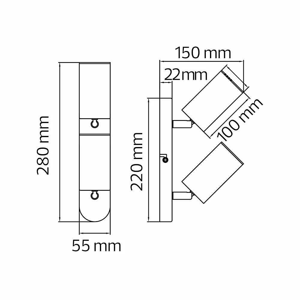 Світильник спот Horoz 2 GU10 220-240V 55x280 мм чорний 015-038-0002-020