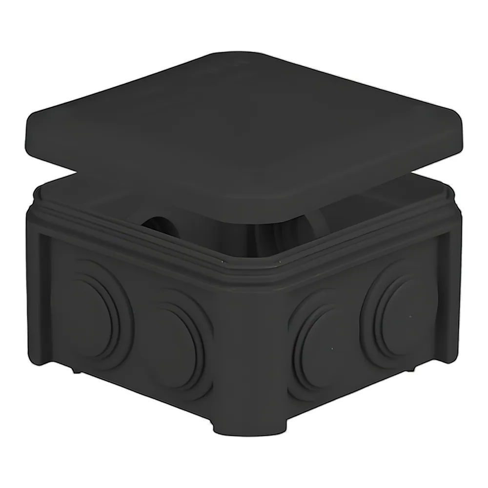 Розподільча коробка UNIKA IB401 Vintage 90х90х52 мм IP55 з сальниковими вводами чорна PLANK PLK401V850