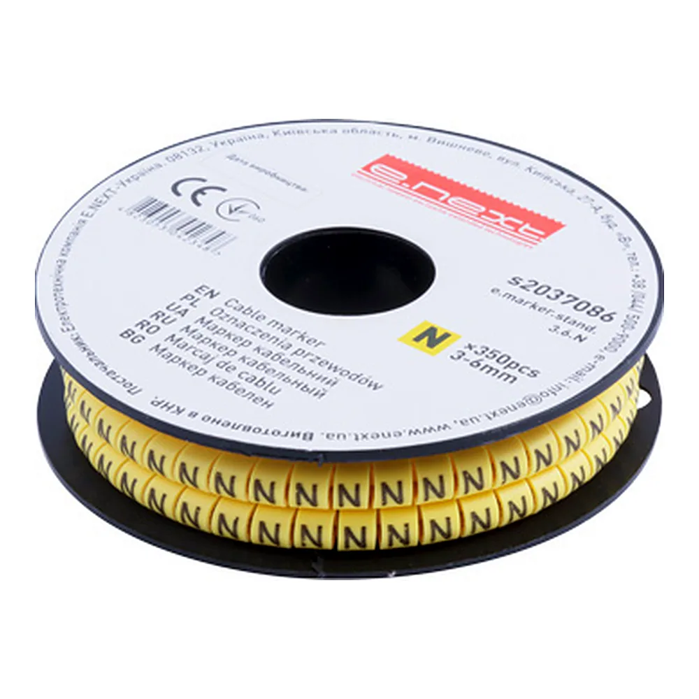 Кабельний маркер E.NEXT e.marker.stand.3.6.N 3-6 мм² N s2037086