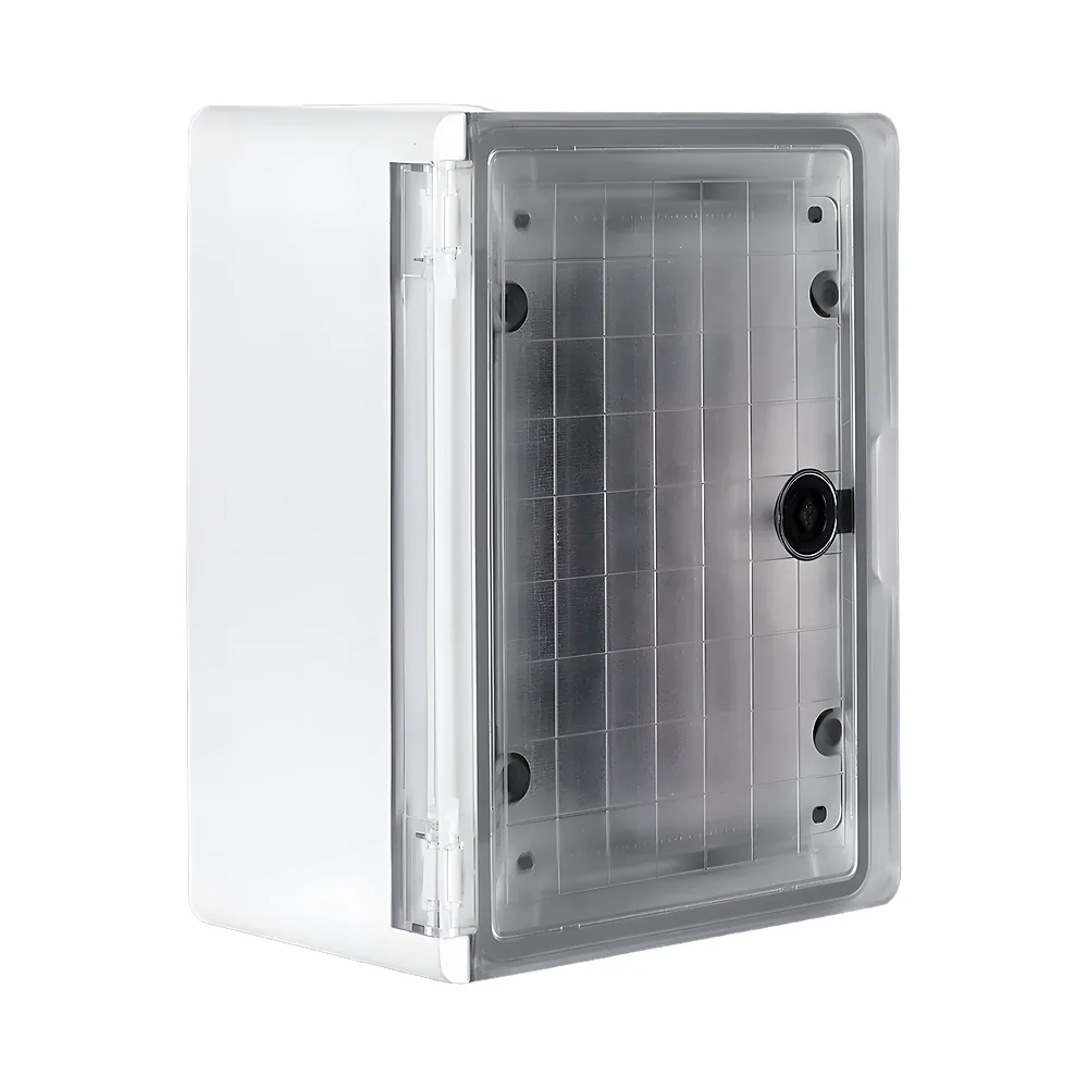 Шафа удароміцна з АБС-пластику e.plbox.250.330.130.tr 250х330х130 мм IP65 з прозорими дверима E.NEXT CP5012