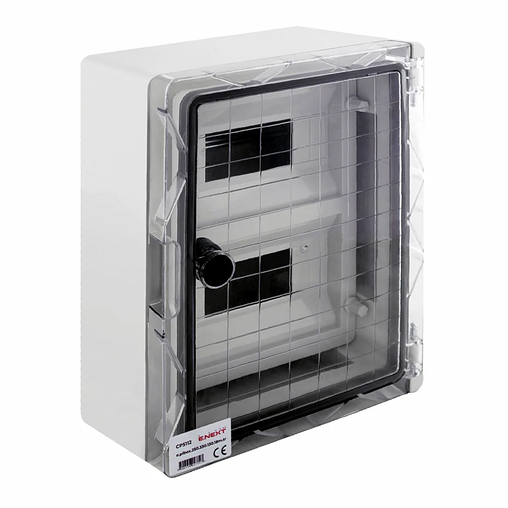 Шафа удароміцна E.NEXT e.plbox 250x330x130 мм IP65 18 мод. прозорі дверцята CP5112