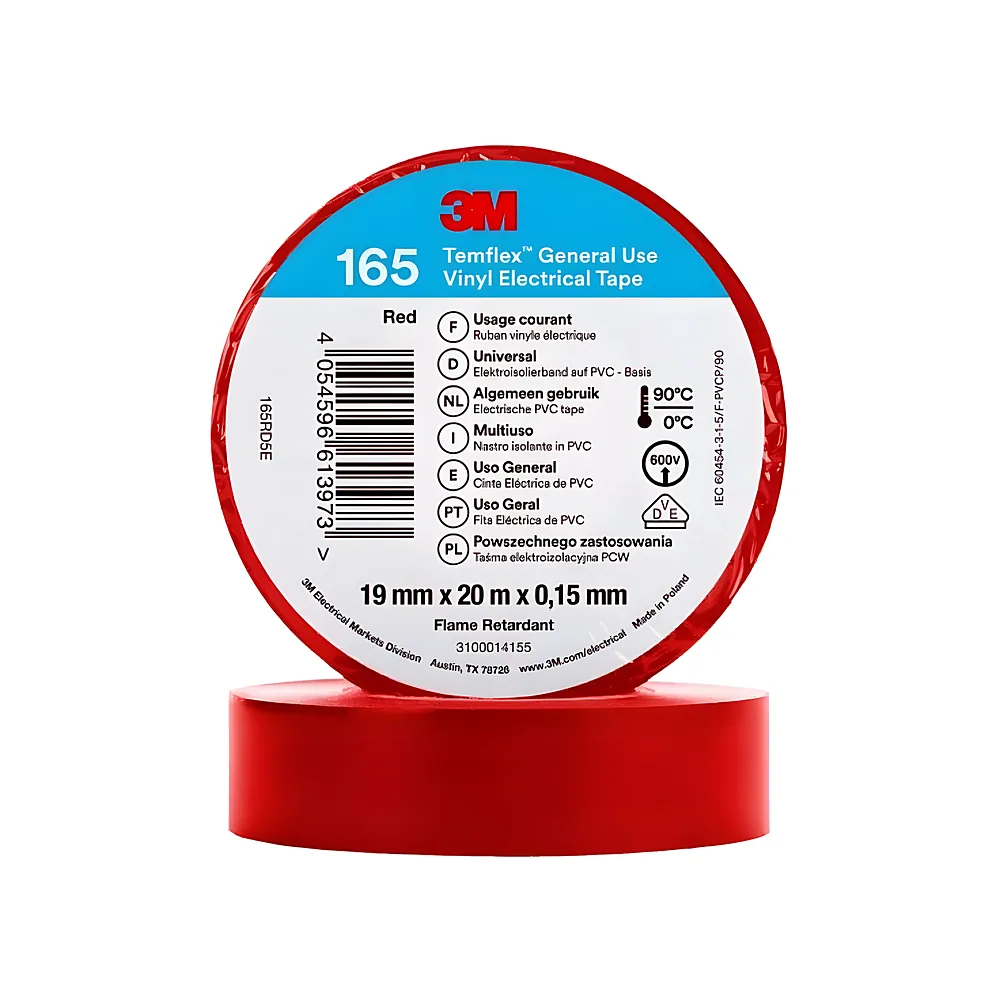 Ізоляційна стрічка Temflex 165 19 мм 20 м червона 3M 7100184807