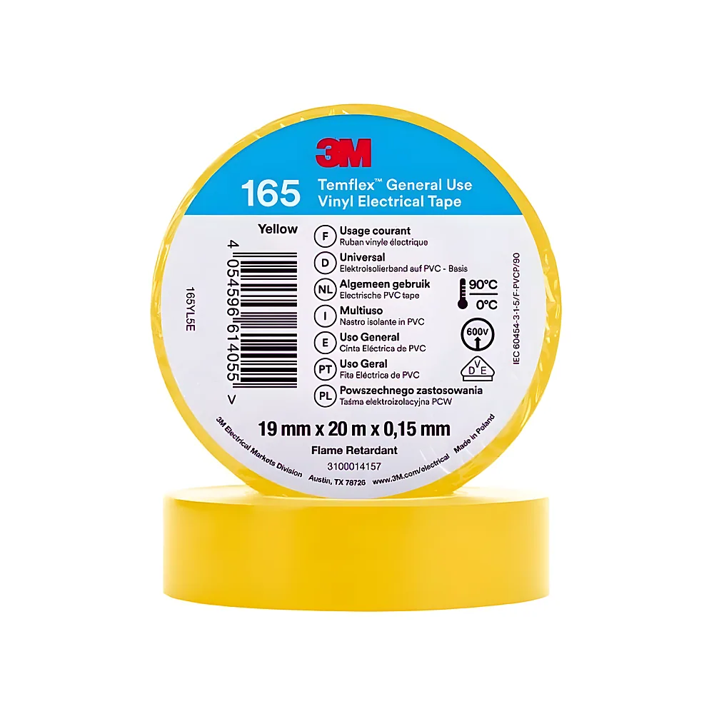 Ізоляційна стрічка Temflex 165 19 мм 20 м жовта 3M 7100184809