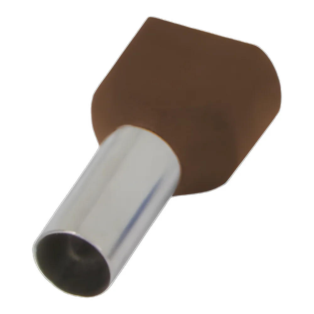 Трубчастий наконечник ізольований e.terminal.stand.te.2.10.brown TE10-14 2х10 мм² коричневий (100 шт) E.NEXT s4037011