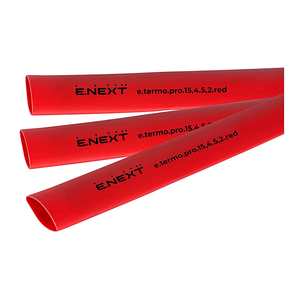 Термоусаджувальна трубка з клейовим шаром e.termo.pro.15,4.5,2.red, 15,4/5,2, 1м, червона