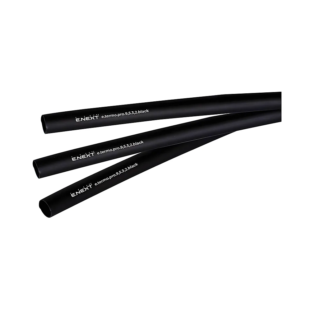 Термоусаджувальна трубка e.termo.pro.9,5.3,2.black 9,5/3,2 мм 1 м чорна E.NEXT p092030
