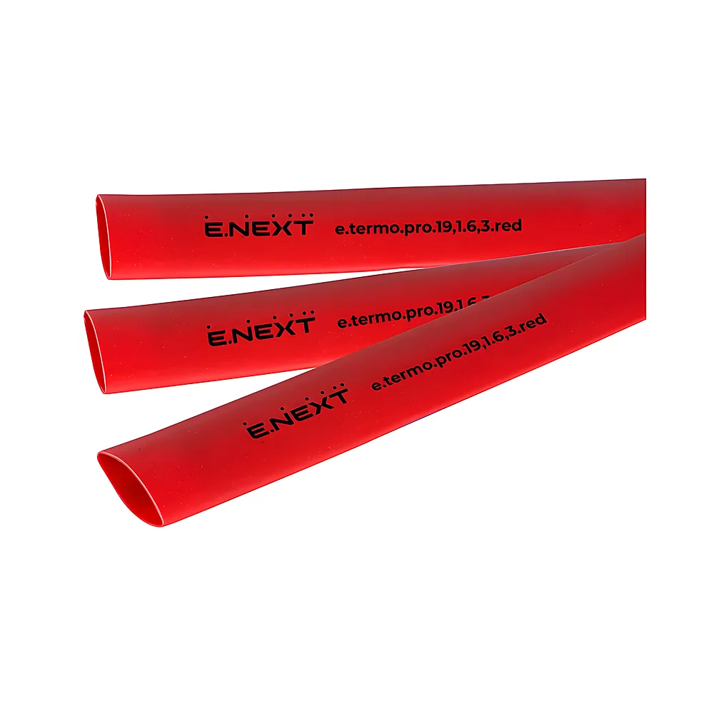 Термоусаджувальна трубка e.termo.pro.19,1.6,3.red 19,1/6,3 мм 1 м червона E.NEXT p092047