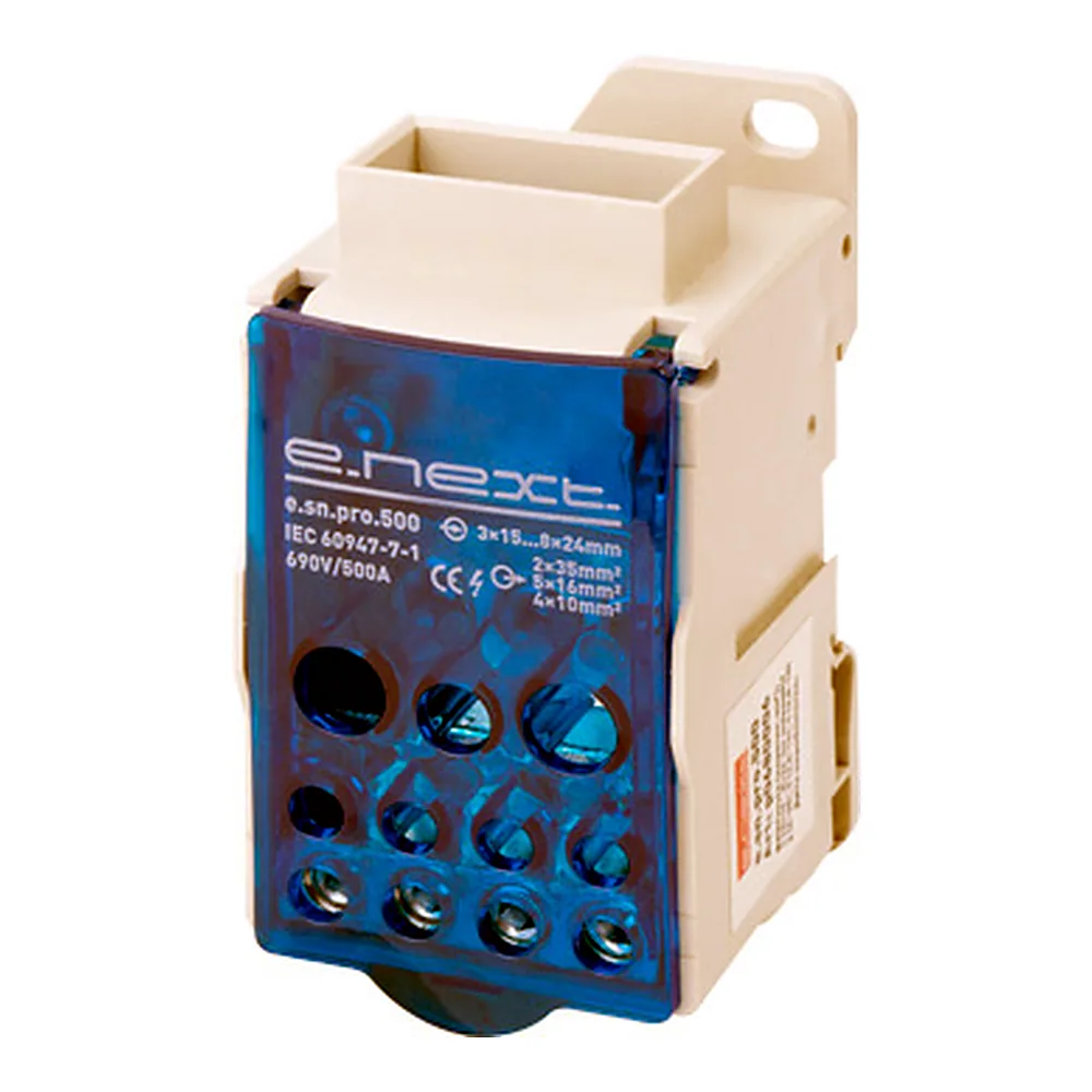 Блок розподільчий E.NEXT e.sn.pro.500 500A DIN-рейку p0680006