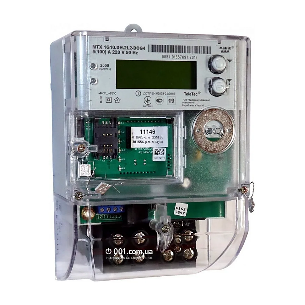 Лічильник TeleTec MTX 1G10.DH.2L2-DOG4 1ф 5(100)А GPRS багатотариф 301596