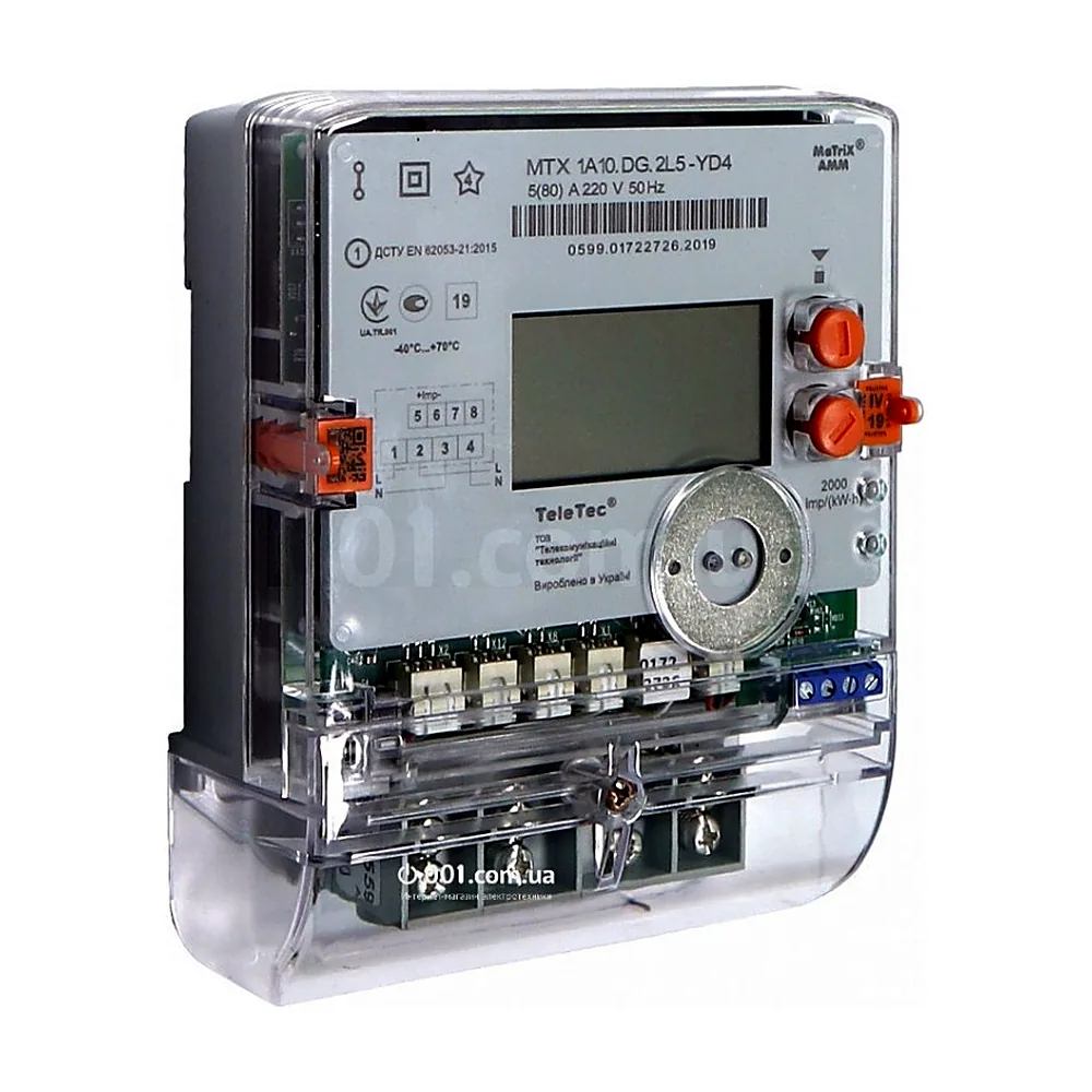 Лічильник TeleTec MTX 1A10.DG.2L5-YD4 1ф 5(80)А PLC2 багатотариф 302177