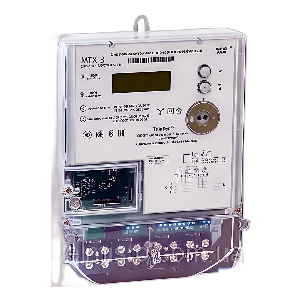 Лічильник TeleTec MTX 3G20.AD.3M1-DOG4 3ф 5(10)А 3x57,7/100В GPRS PLC2 0,5S багатотариф 301322