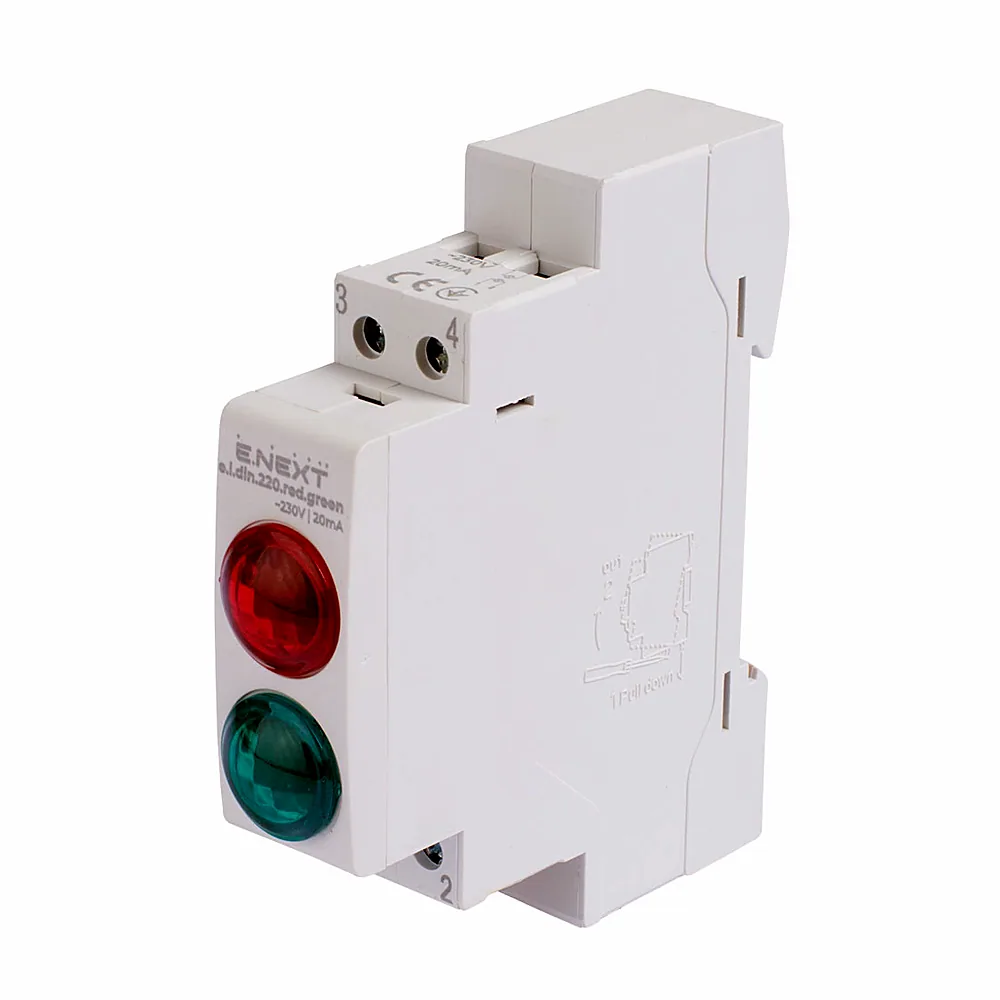 Індикатор E.NEXT e.i.din.220.red.green червоно-зелений p059007