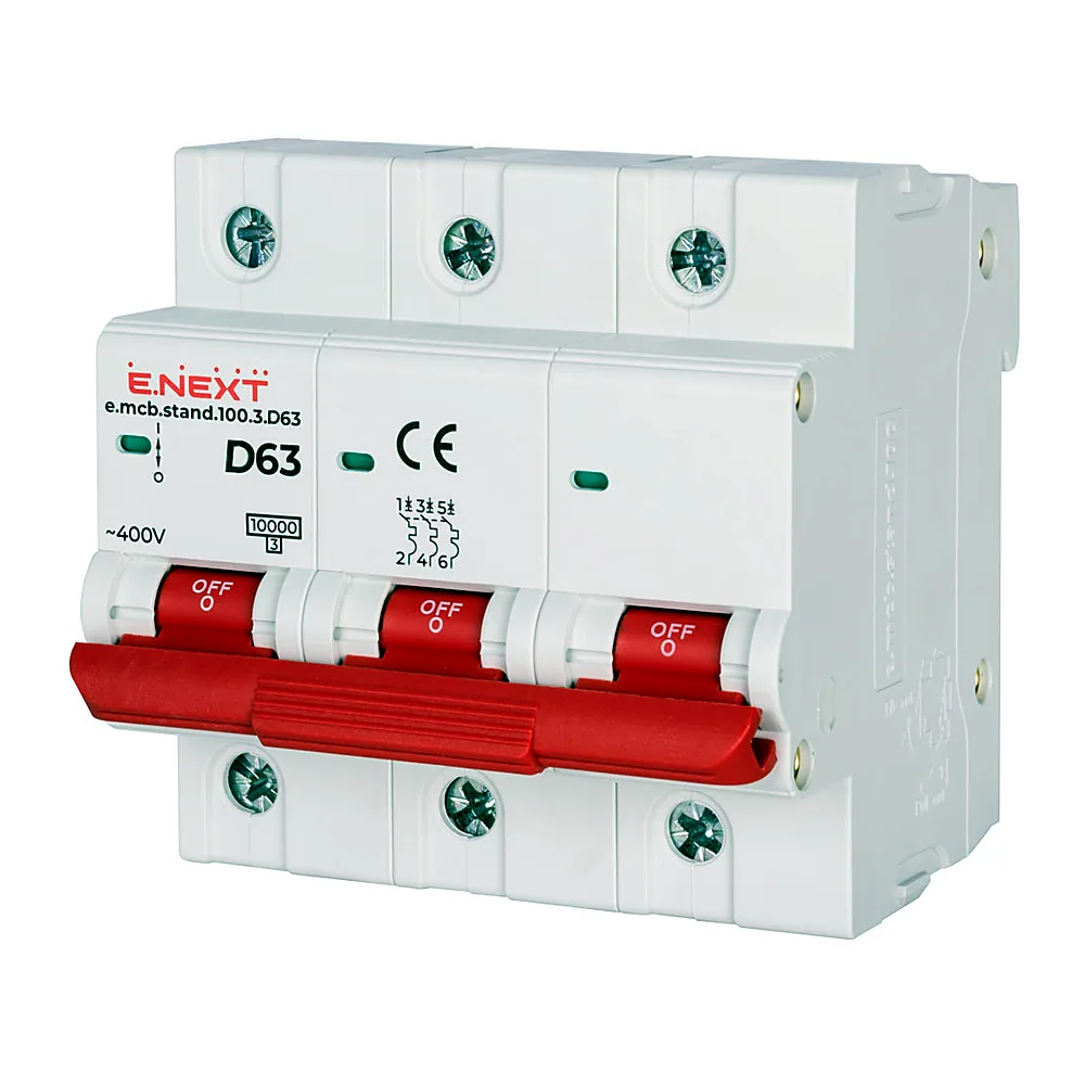 Автоматичний вимикач E.NEXT STAND e.mcb.stand.100.3.D63 3Р 63A D 10кА s026001