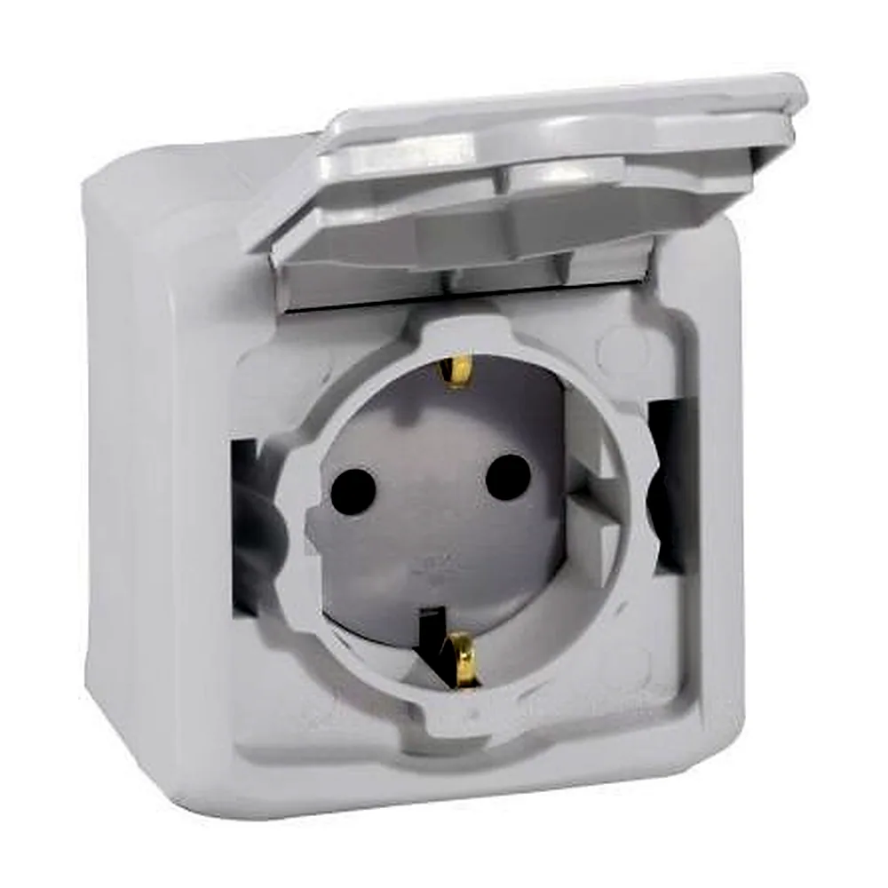 Розетка Legrand Forix IP44 з з/к 16А з кришкою для зовнішнього монтажу сіра 782393
