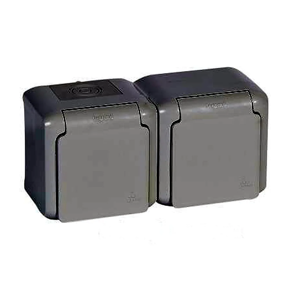 Розетка Legrand Forix IP44 подвійна з з/к 16А сірий 782394