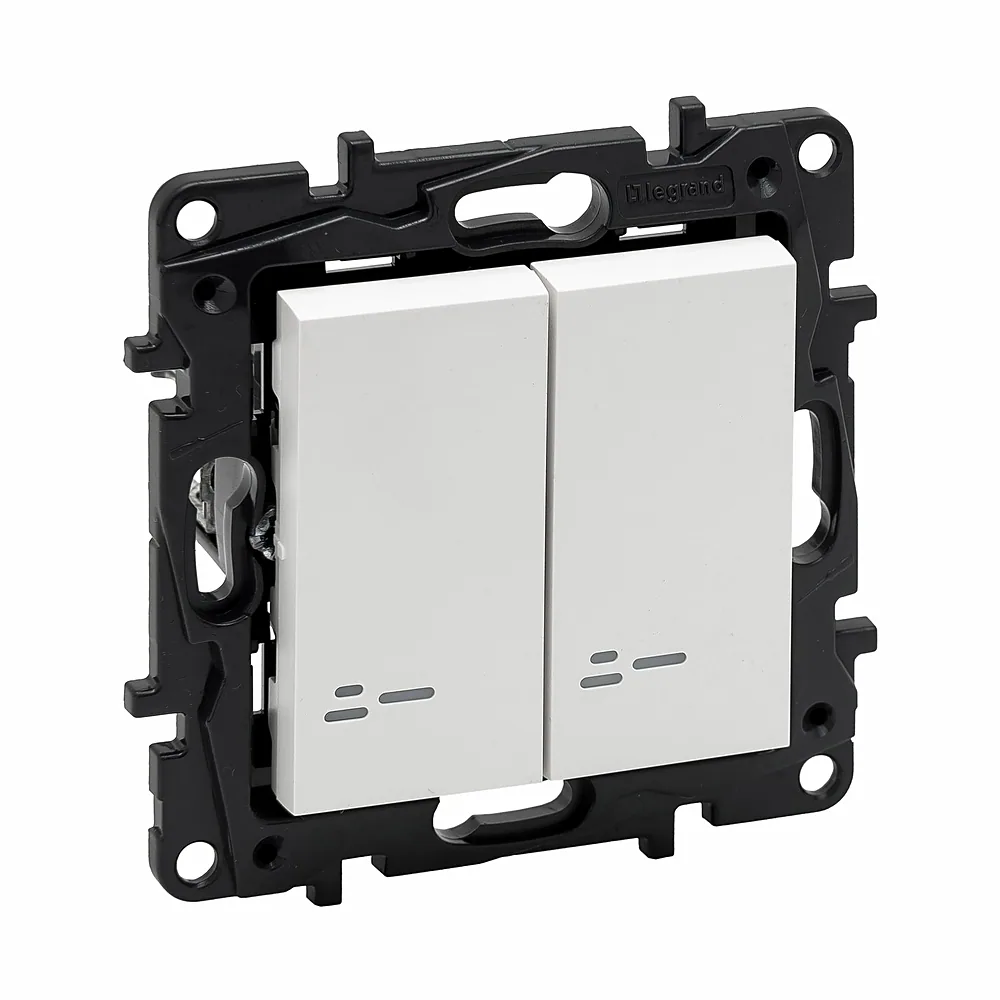 Перемикач Legrand Niloe Step 2кл з підсвіткою 10A білий 863118