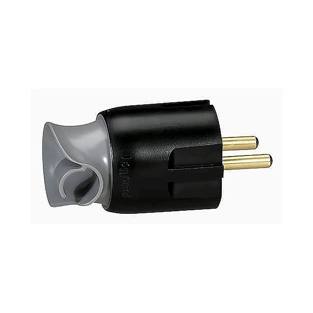 Вилка Legrand 2К+З чорна з поворотним механізмом 050173