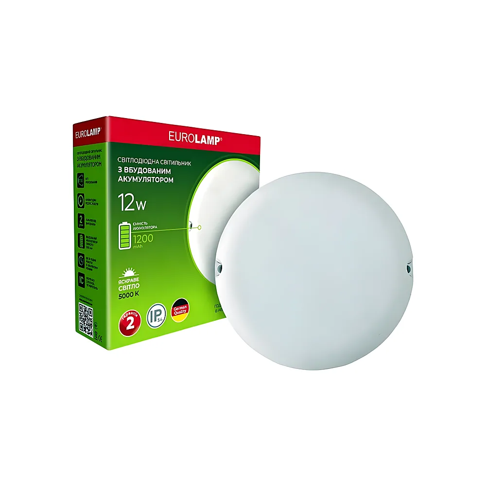 Світильник круглий 12 Вт 5000 K білий Eurolamp LED-NLR-12/50(EM)