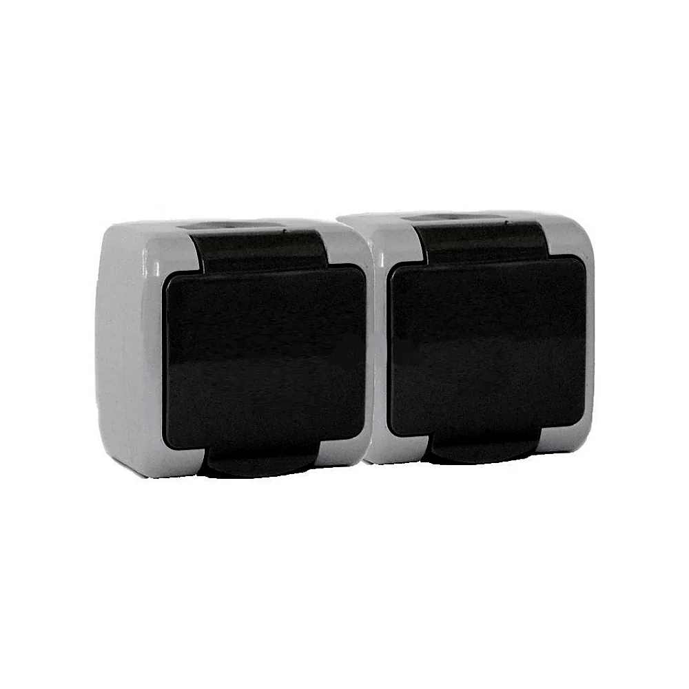 Розетка Erste Outdoor 2-на з заземленням в/м IP54 сірий E8005-52