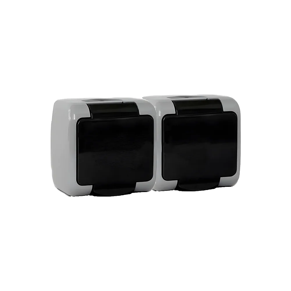 Розетка Outdoor 2-постова з заземленням внутрішнього встановлення IP54 сіра Erste E8005-52