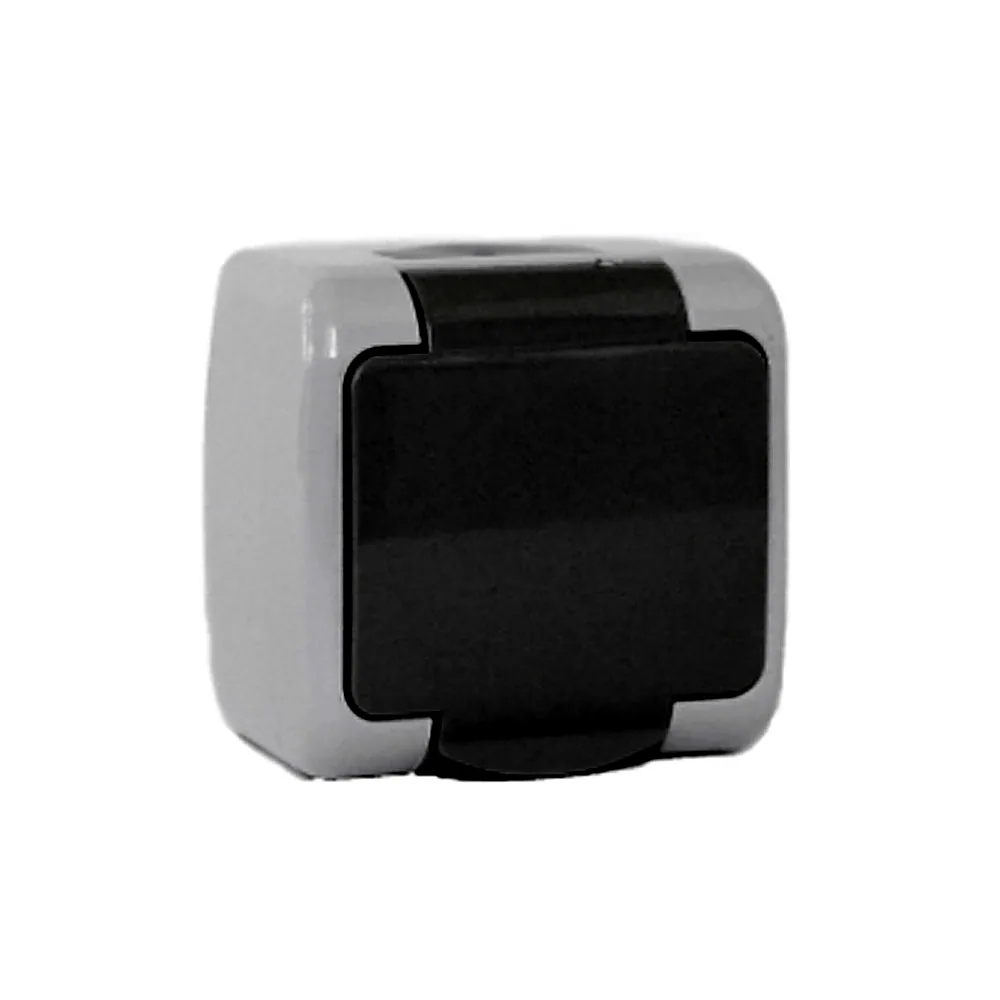 Розетка Erste Outdoor з заземленням в/м IP54 сірий E8005-42