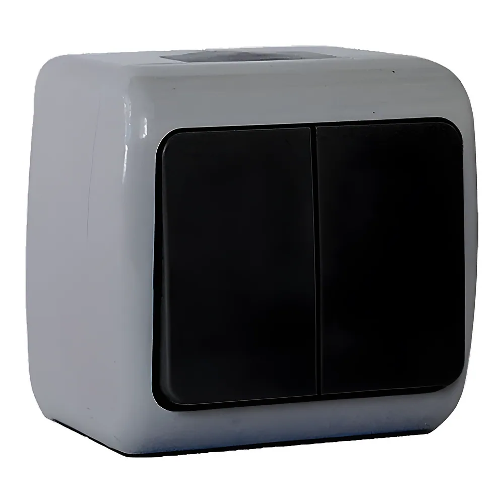 Вимикач Outdoor 2-клавішний сірий IP54 Erste E8005-02