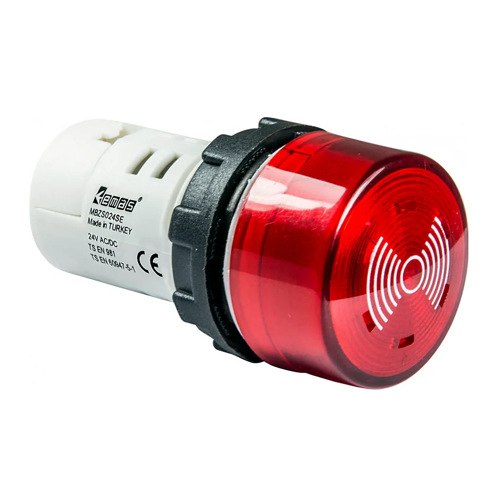 Зумер EMAS моноблочний зі світловою індикацією 24V AC/DC IP65 MBZS024SE