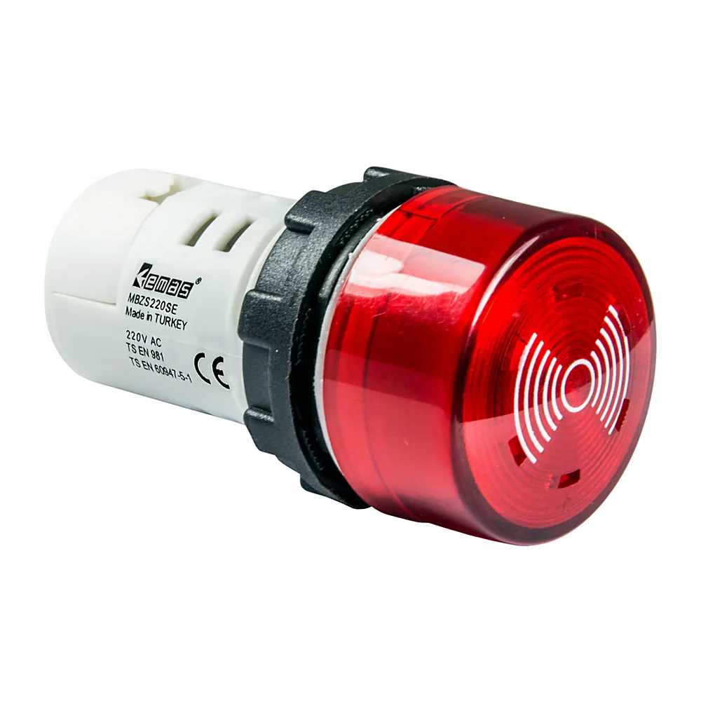 Зумер EMAS моноблочний зі світловою індикацією 220V AC IP65 MBZS220SE