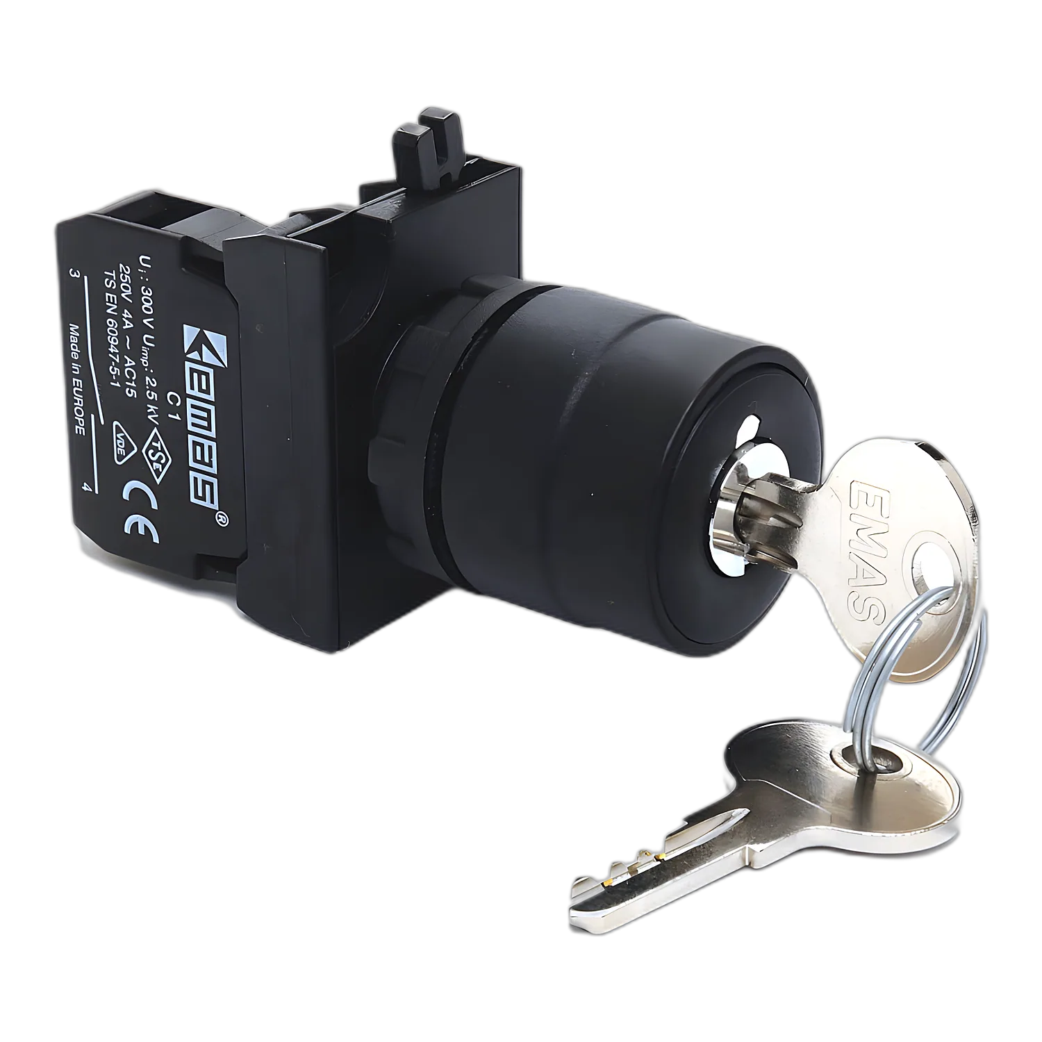 Кнопка з ключем EMAS CP100A21 0-1 1НО IP65 CP100AA20