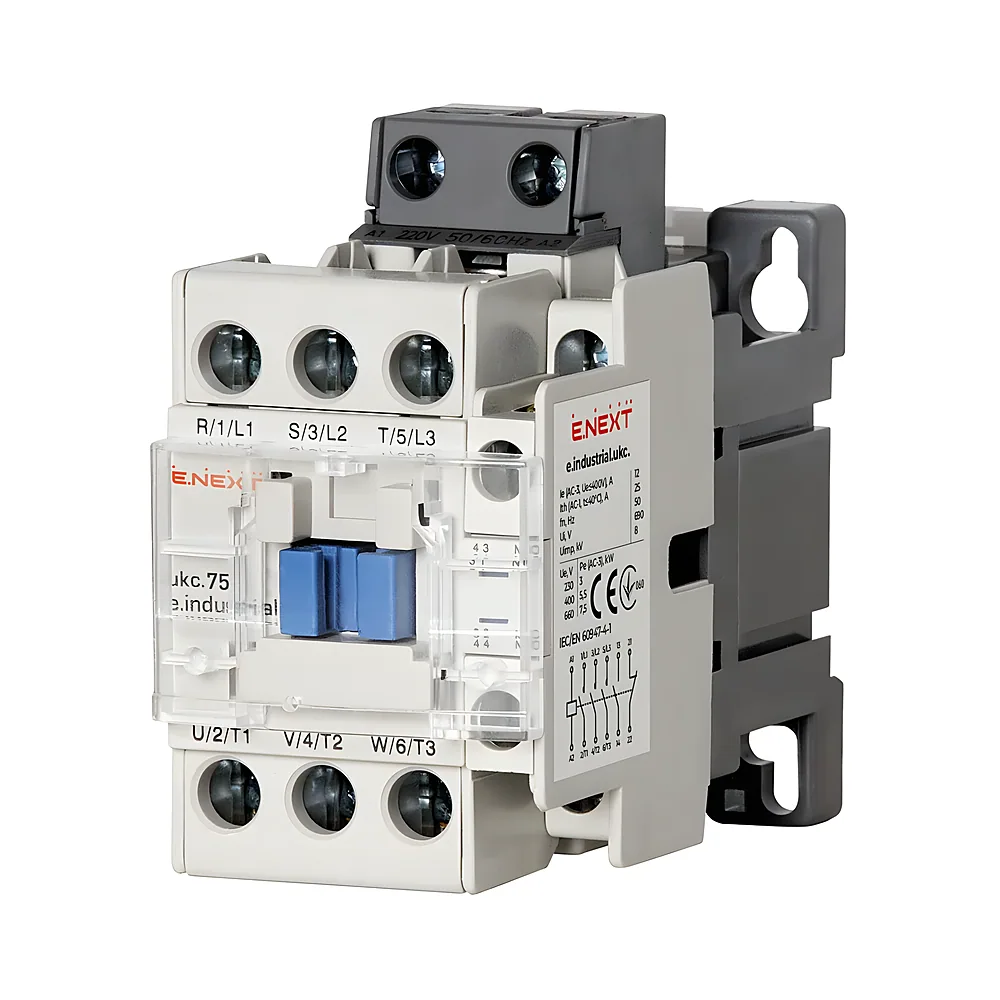 Контактор e.industrial.ukc.75.220 75 А 220 В 3P 1NO+1NC E.NEXT i.0090042
