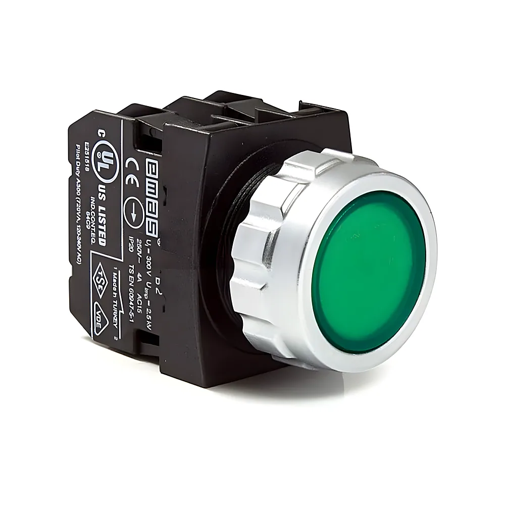 Кнопка керування кругла зелена 1NO+1NC EMAS H102DY