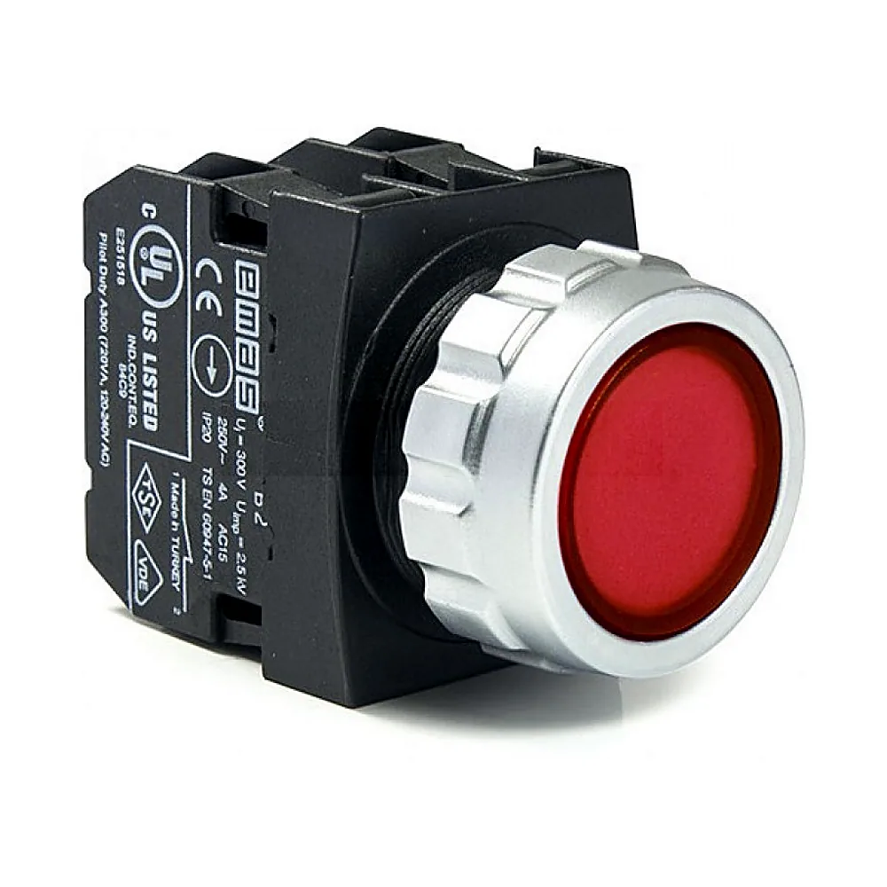 Кнопка керування EMAS кругла червона 1NO+1NC H102DK
