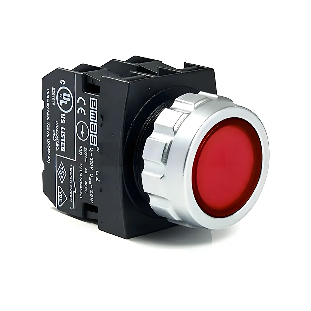Кнопка керування кругла червона 1NO+1NC EMAS H102DK
