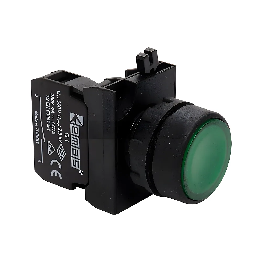Кнопка зелена 1NO IP65 пластик EMAS CP100DY