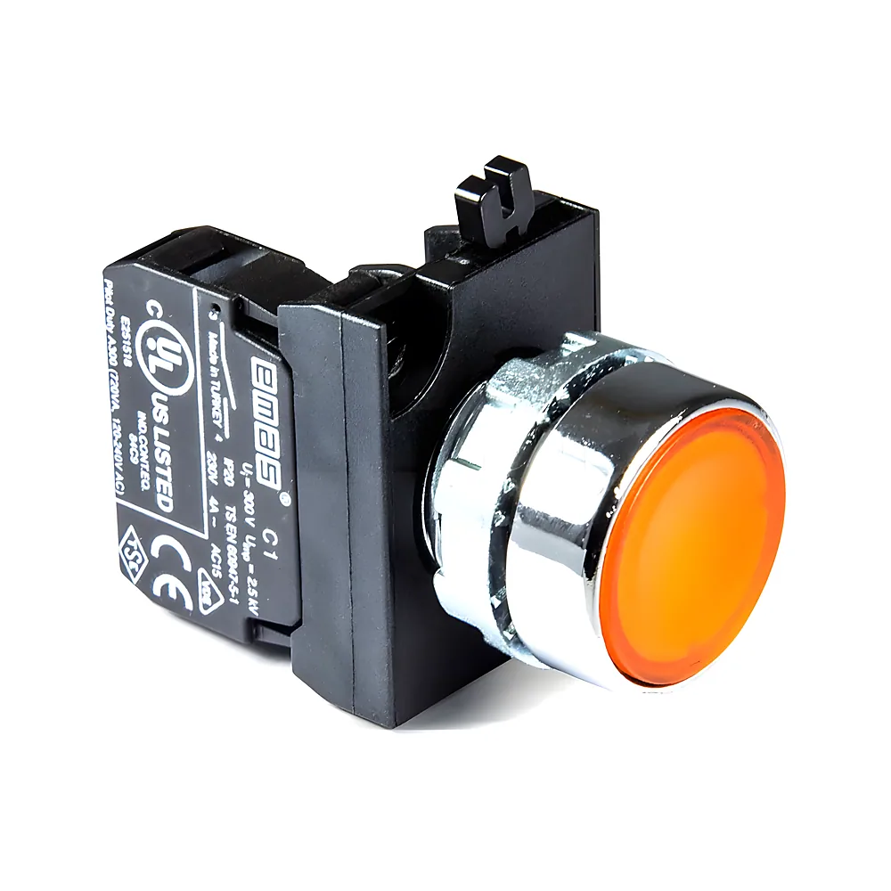 Кнопка жовта 1NO IP65 метал EMAS CM100DS