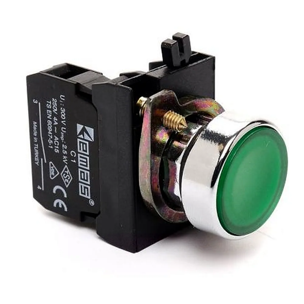 Кнопка EMAS CM100DY зелена 1НО IP65