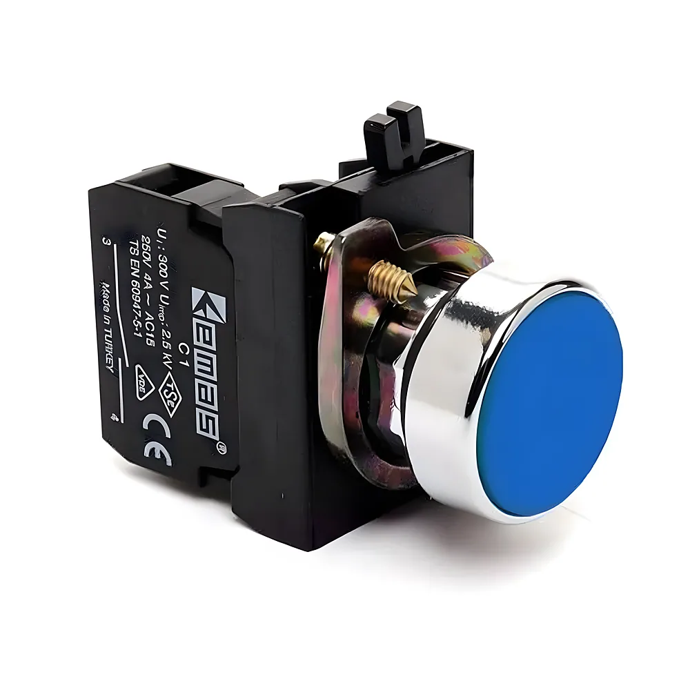 Кнопка синя 1NO IP65 метал EMAS CM100DM