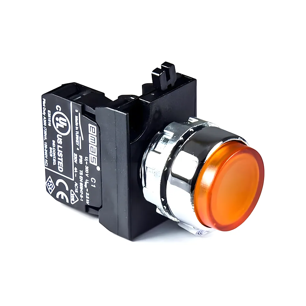 Кнопка керування натискна кругла жовта метал IP65 EMAS CM100HS