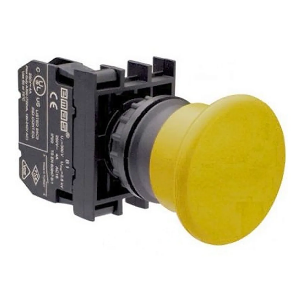 Кнопка керування EMAS B100MS грибок без фіксації 1НО жовта B100MS