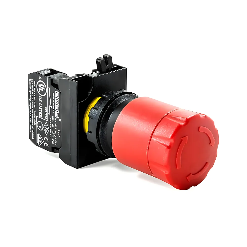 Кнопка аварійної зупинки грибкова 30 мм 1NC IP65 червона пластик EMAS CP200E30