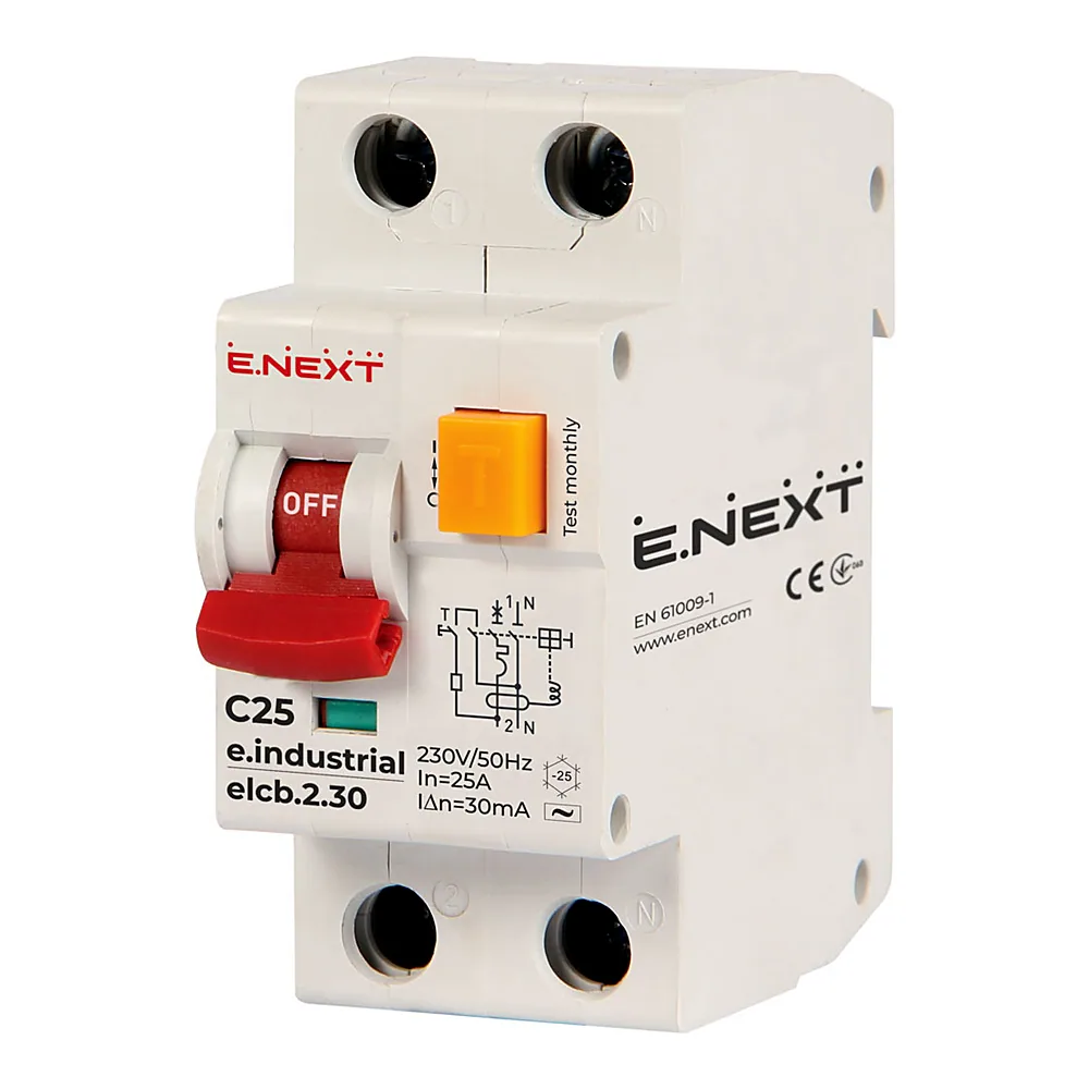 Вимикач диференційного струму E.NEXT INDUSTRIAL e.industrial.elcb.2.C25.30 2P 25A C 30mA i0230005