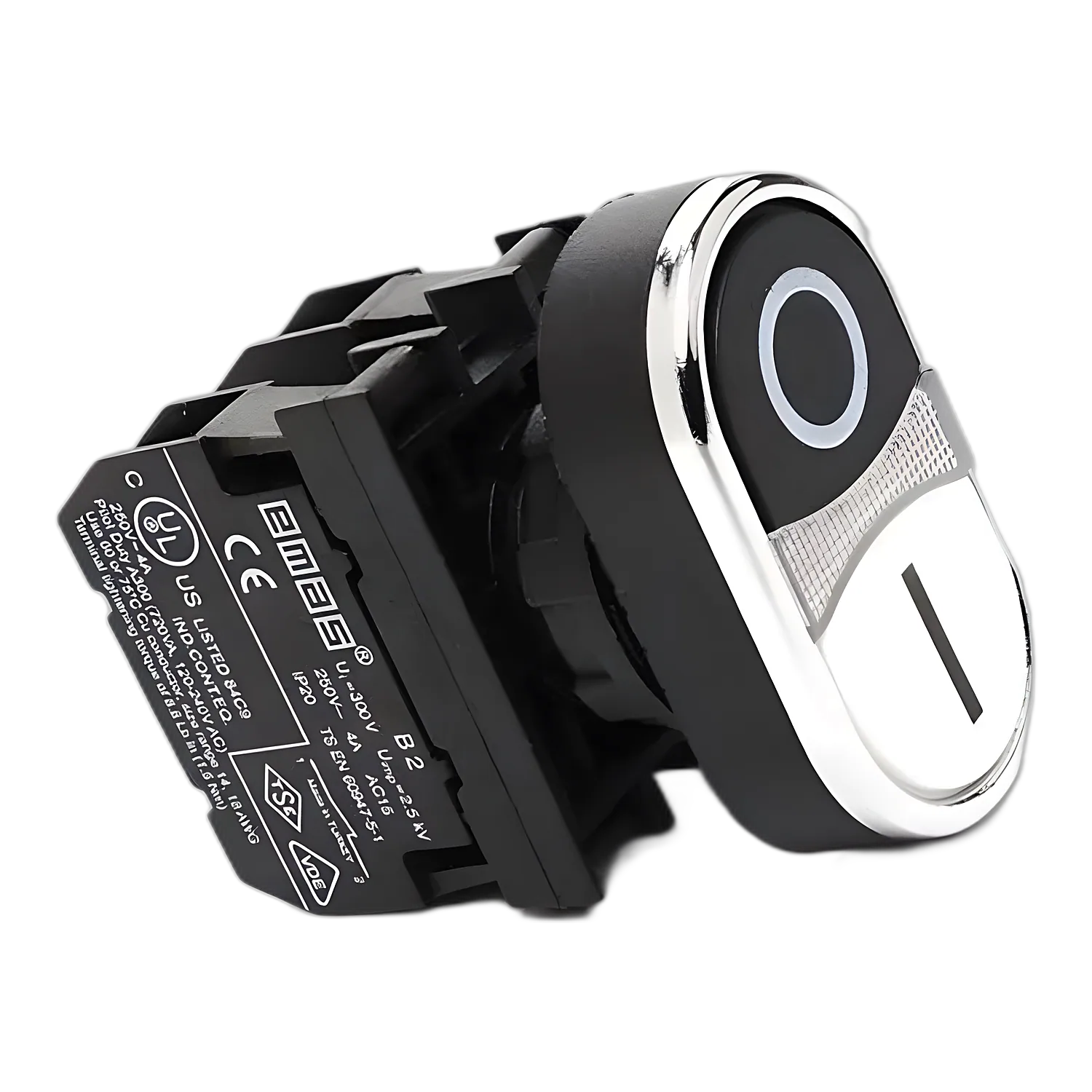 Кнопка EMAS CP102K20HB чорно-біла 1НО+1НЗ IP65