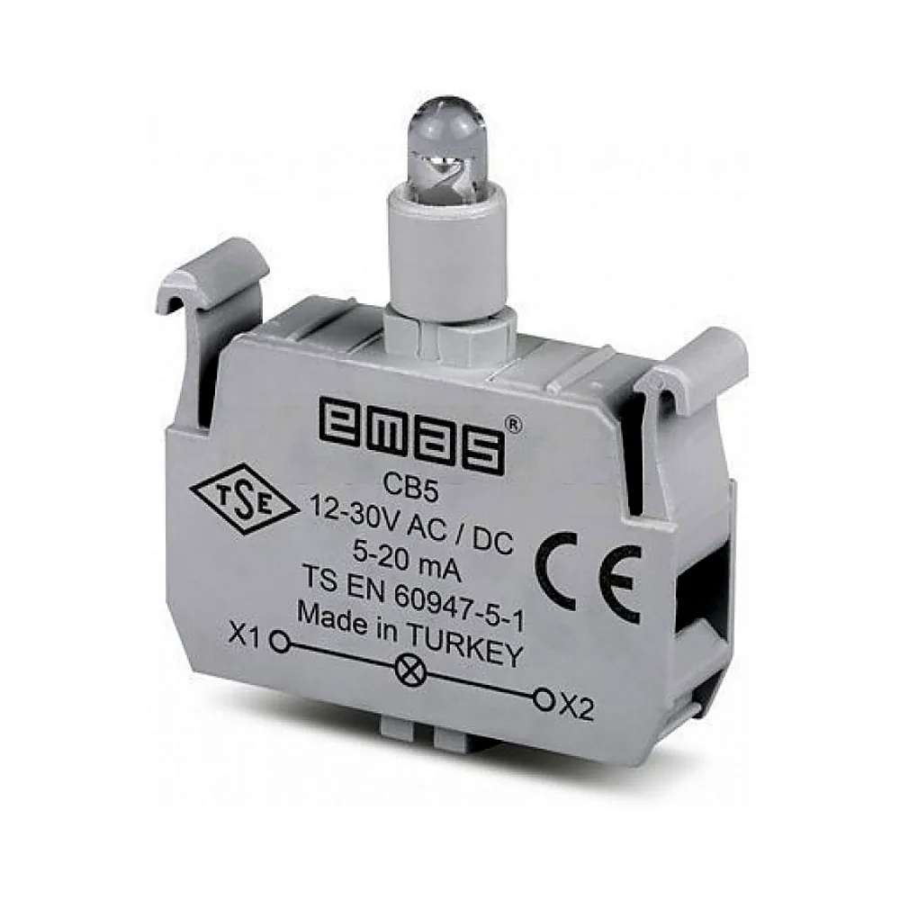 Блок-контакт EMAS CB5 підсвічування з білим світлодіодом 12-30В AC/DC